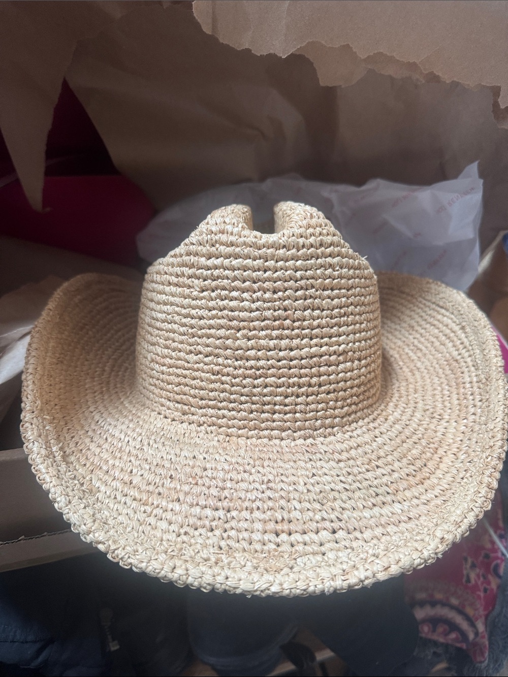 Lack Of Color Tan Woven Straw Sun Hat